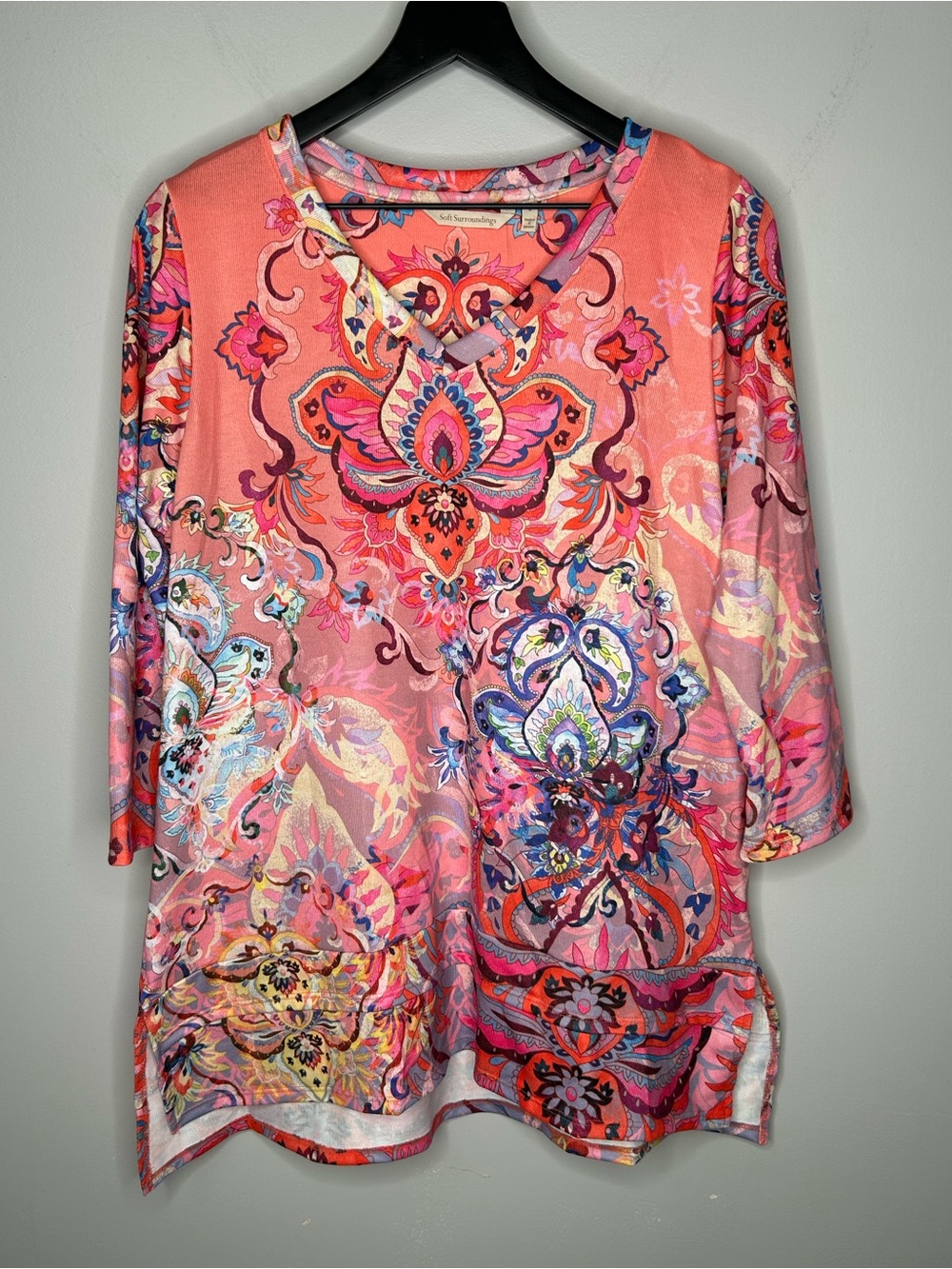 Soft Surroundings Reyes Floral Print Knit Tunic Size L